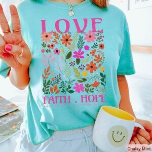 Love- Faith-Hope Preshrunk- 100% Cotton Tee